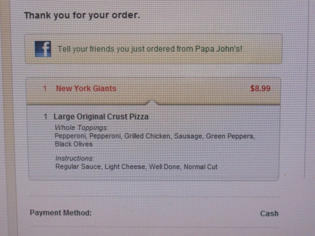 This is the confirmation page showing my order summary