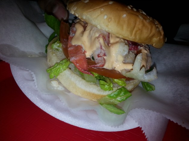 Lobster Roll on a bun.  They ran out of hot dog buns by the time we arrived.