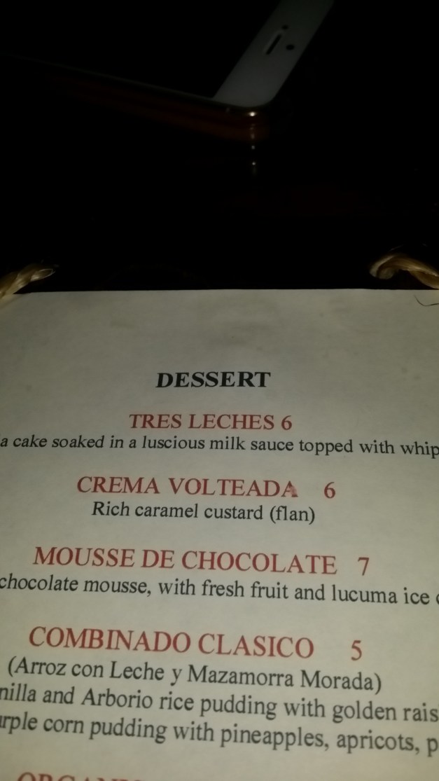 Desert Menu